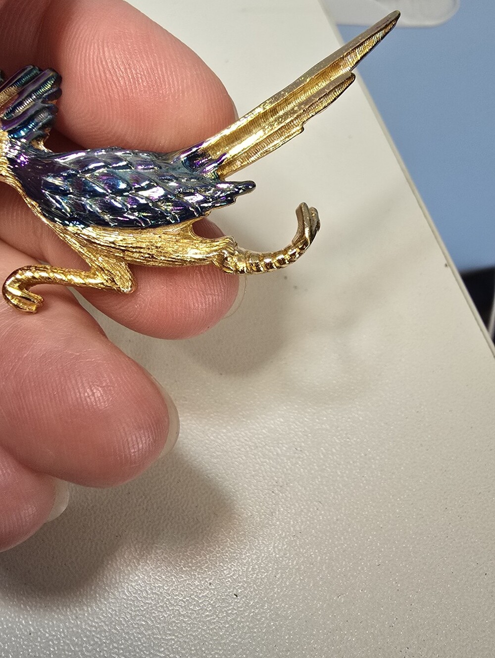 Vintage ULTRA Roadrunner Gold Tone Rhinestone Eye Enamel Signed Pin Brooch READ - Picture 3 of 6